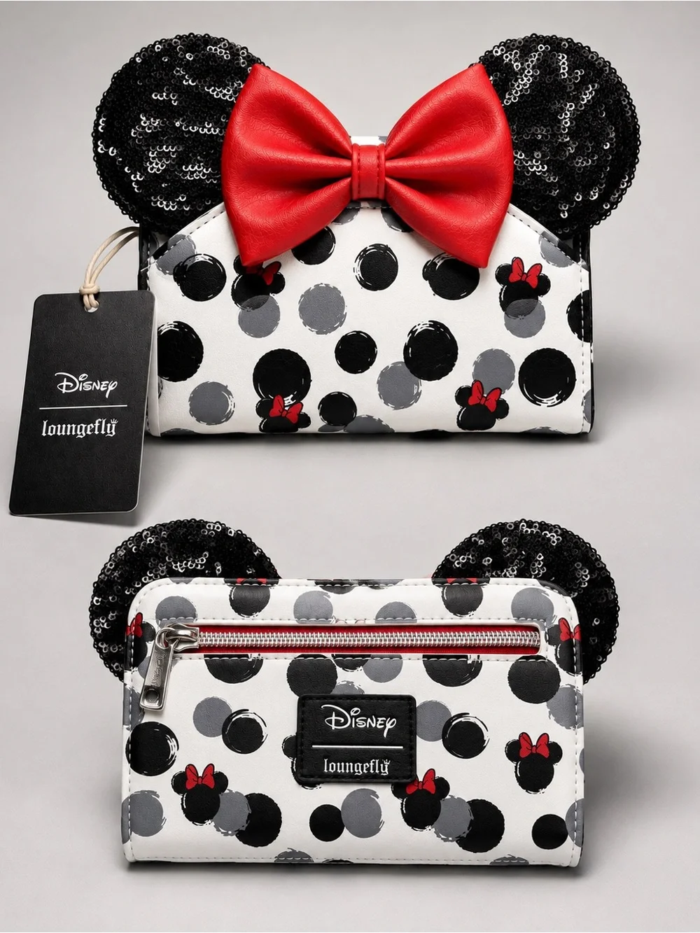 Loungefly Disney Minnie Mouse Sequin 3D Ears Snap Wallet NWT
